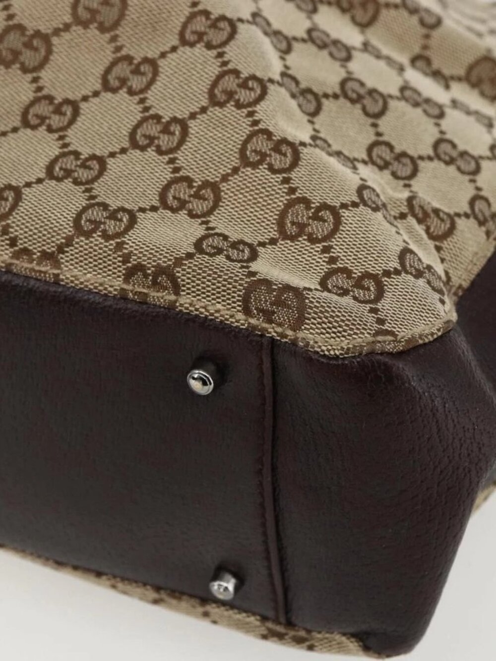GUCCI GG Canvas Tote Bag Beige Silver 115016 Auth 169570 - Picture 4 of 16